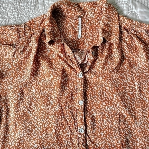 Free People Rust Combo Celia Blouse size S - Picture 11 of 12